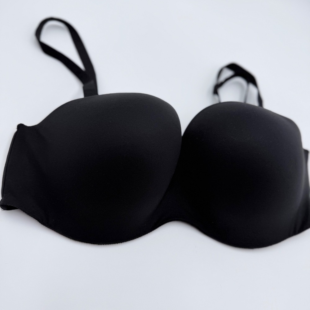 Victorias Secret Lined Strapless Bra Black 40DD Multi-Way Logo Straps 40DD/E90